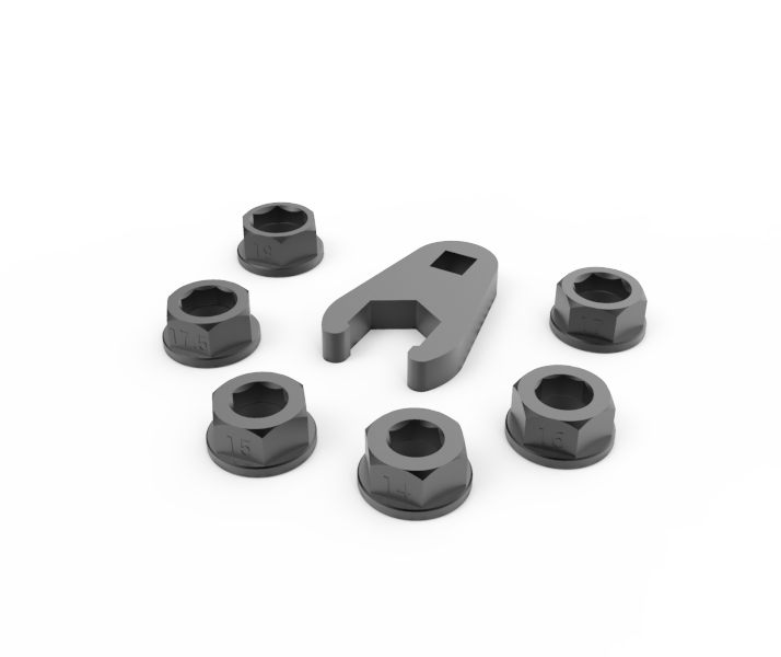 Набор ключей с буртиком для гаек распылителей форсунок CR основной (6 штук) - рисунок